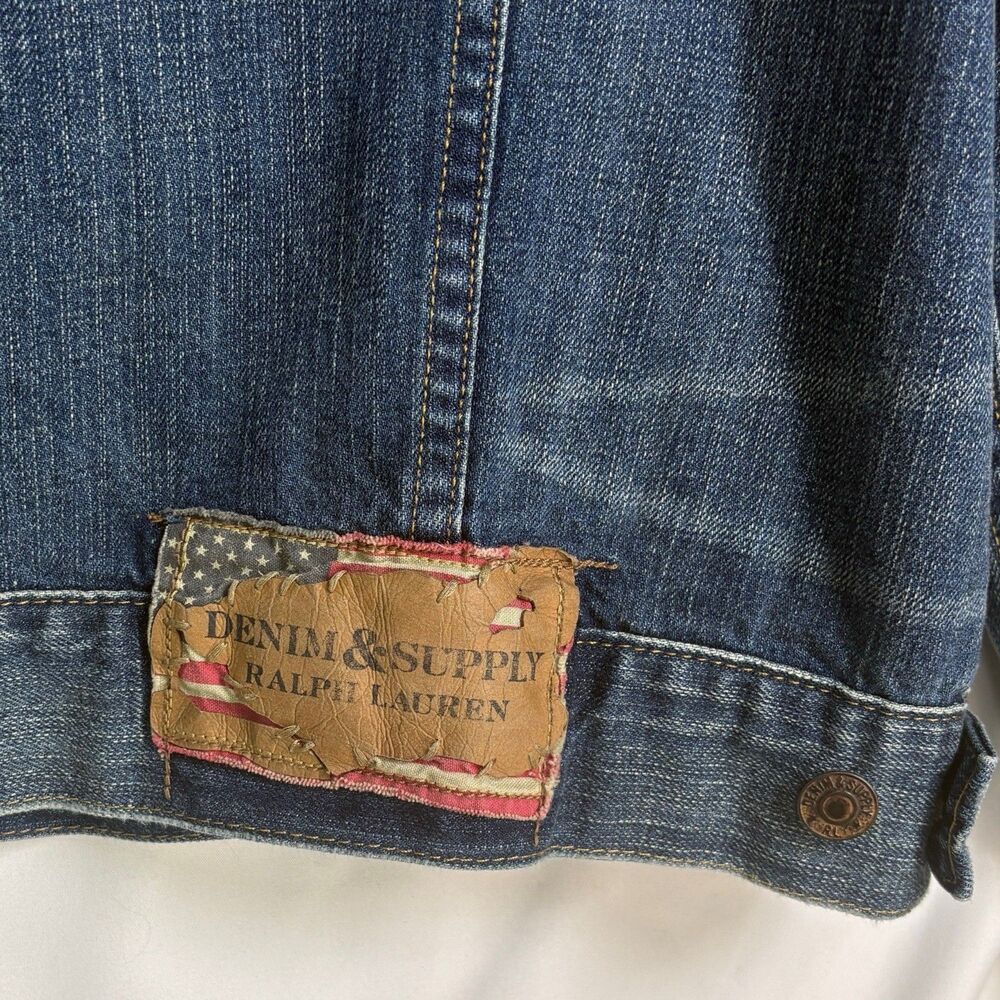 Denim & Supply Ralph Lauren Men's XL Jean Jacket Trucker American Flag Patch